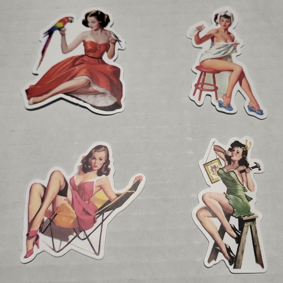 Set of 14 Vintage Sexy Pin Up Girl Vinyl Stickers  NEW - Picture 2 of 7